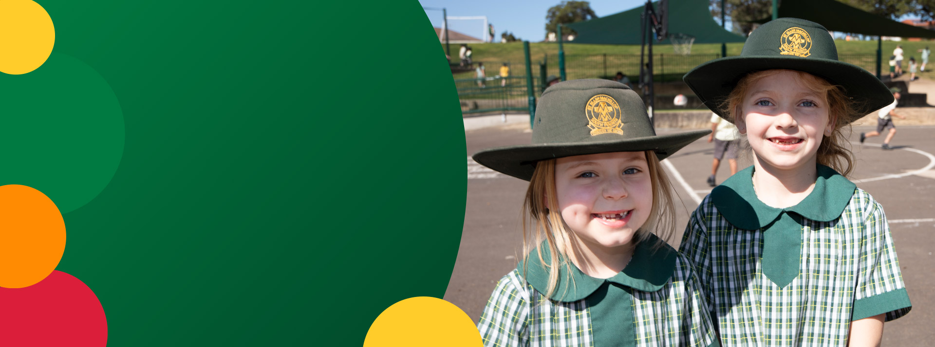 Students smiling in the playground at St Mary MacKillop Primary School South Penrith