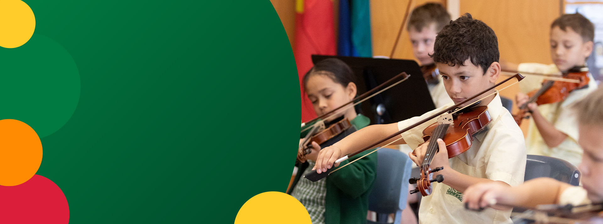 Students playing the violin at St Mary MacKillop Primary School South Penrith