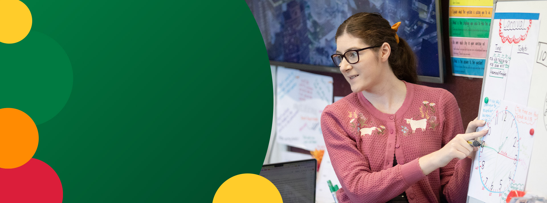 Teacher leading her class in a lesson in the classroom at St Mary MacKillop Primary School South Penrith